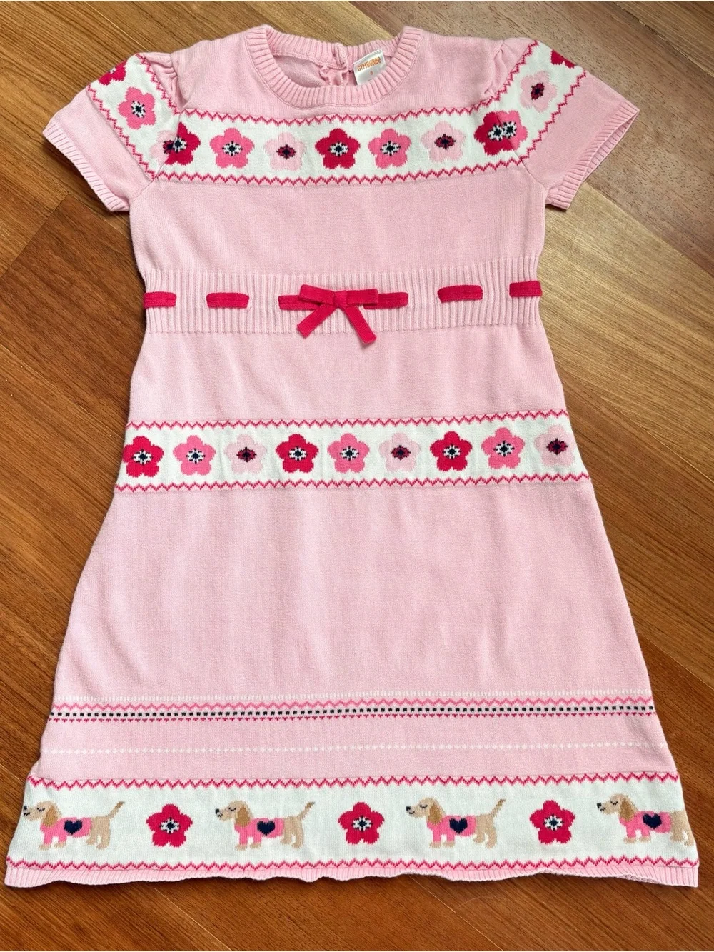 Gymboree 100% cotton - Knit Dress puppies, flowers, Stripes and Bow